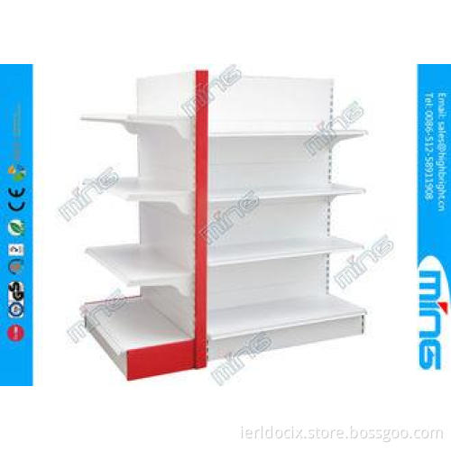 White and Red Double Sided Supermarket Display Shelves Soli